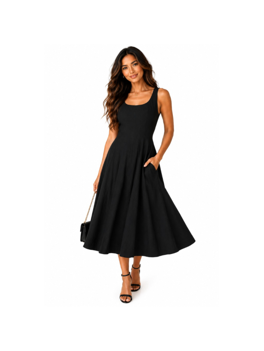 Women's A New Day Fit & Flare A-Line Midi Dress – Black – Size 6 – NWT